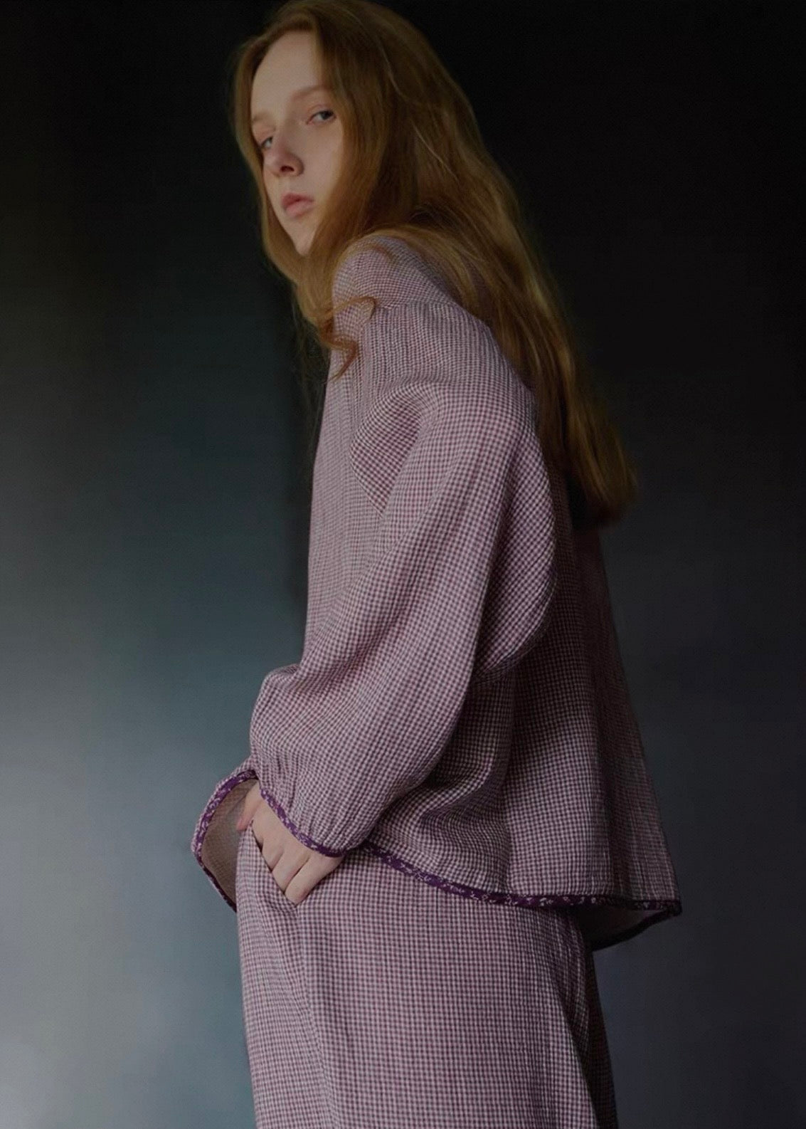 Evening Plum Cotton Gauze Long Sleeve Loungewear Set