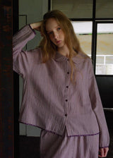 Evening Plum Cotton Gauze Long Sleeve Loungewear Set