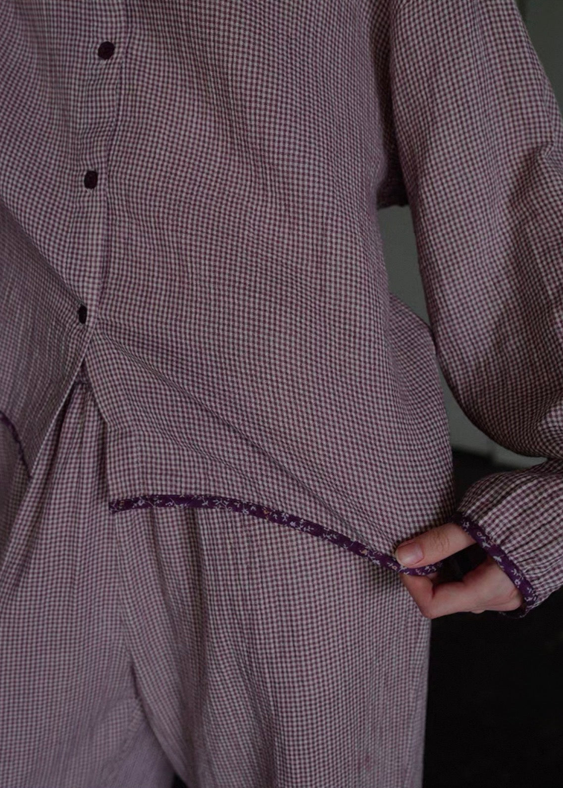 Evening Plum Cotton Gauze Long Sleeve Loungewear Set
