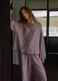 Evening Plum Cotton Gauze Long Sleeve Loungewear Set