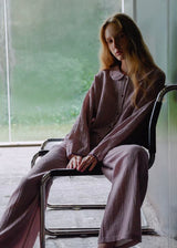 Evening Plum Cotton Gauze Long Sleeve Loungewear Set