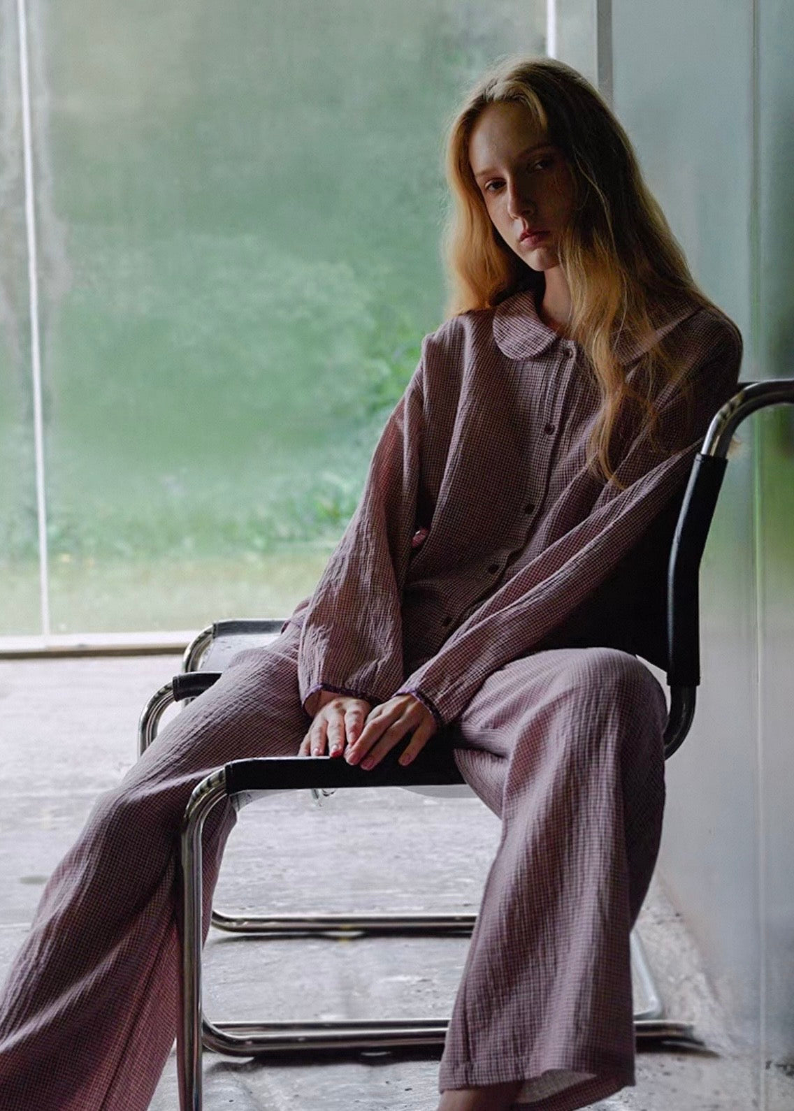 Evening Plum Cotton Gauze Long Sleeve Loungewear Set