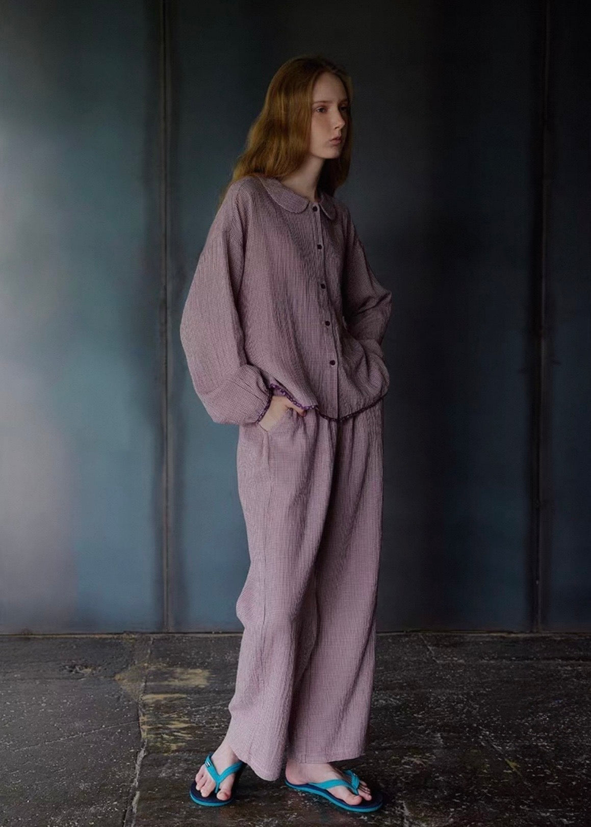 Evening Plum Cotton Gauze Long Sleeve Loungewear Set