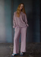Evening Plum Cotton Gauze Long Sleeve Loungewear Set