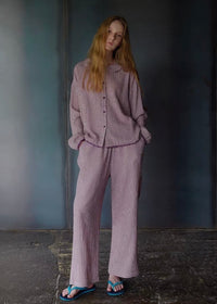 Evening Plum Cotton Gauze Long Sleeve Loungewear Set