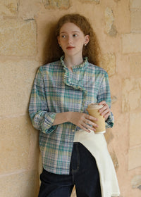 Autumn Reverie Plaid Ruffle Blouse