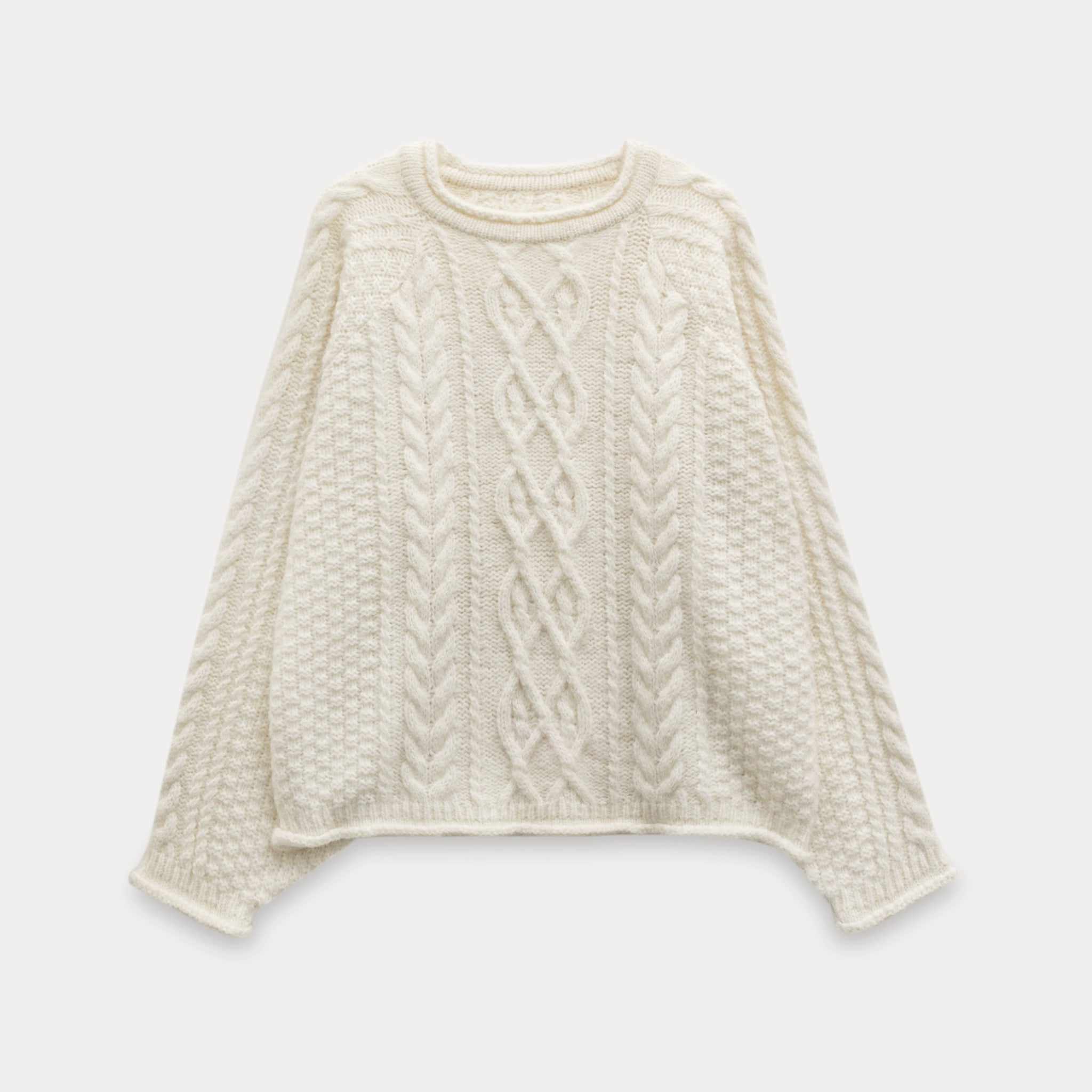 Snowfield Soft Ivory Cable Knit Sweater