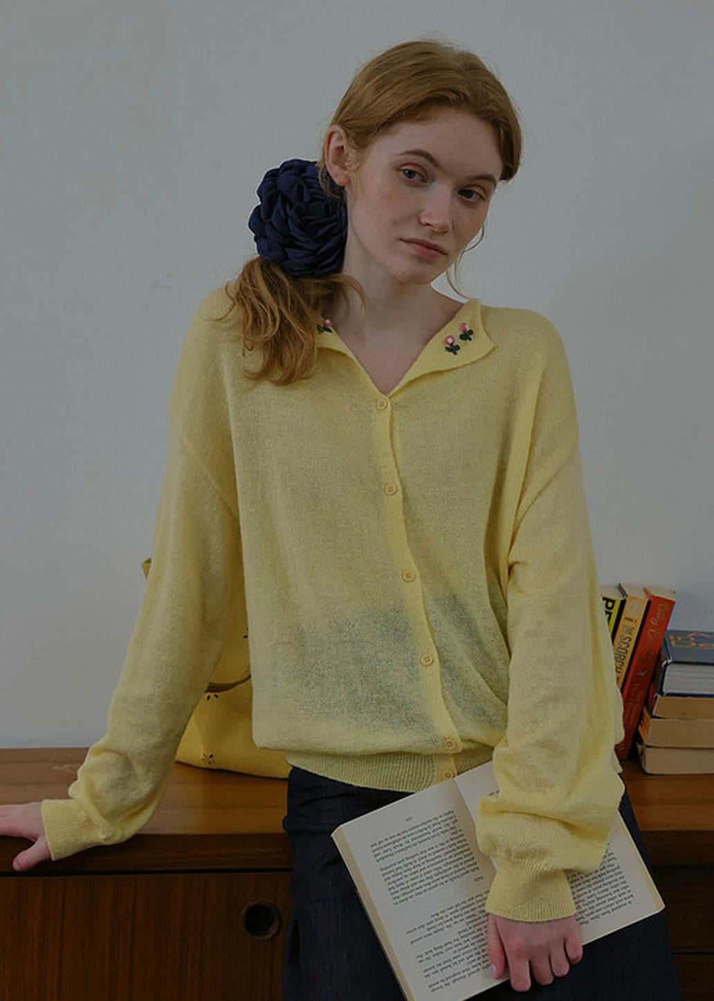 Vintage Floral Embroidered Wool Cardigan(2COLOR)