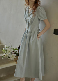 Morning Poem Light Blue Romantic Button Dress