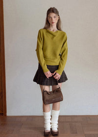 Soft Rhythm Boat-Neck Knit Top