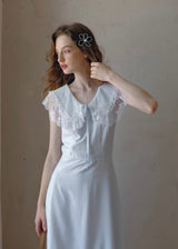 Blue Lullaby Vintage Lace Collar Sleeveless Summer Dress