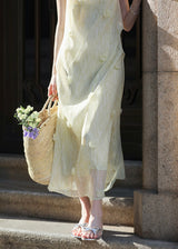 Butter Yellow Floral Chiffon Slip Dress