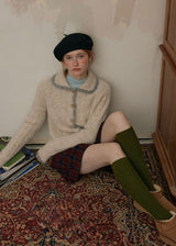 Cream Beige Echo Soft Wool Knit Cardigan