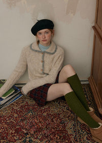 Cream Beige Echo Soft Wool Knit Cardigan