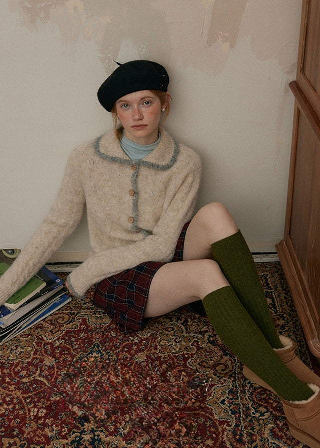 Cream Beige Echo Soft Wool Knit Cardigan