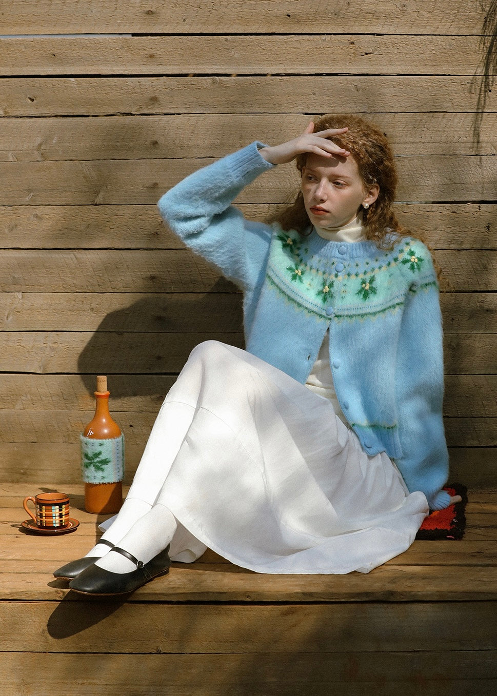 Frosty Orchard Fair Isle Vintage Knit Cardigan(2COLOR)