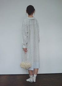 Blue Floral Cotton Nightdress Peter Pan Collar Long Sleeve Vintage Loungewear