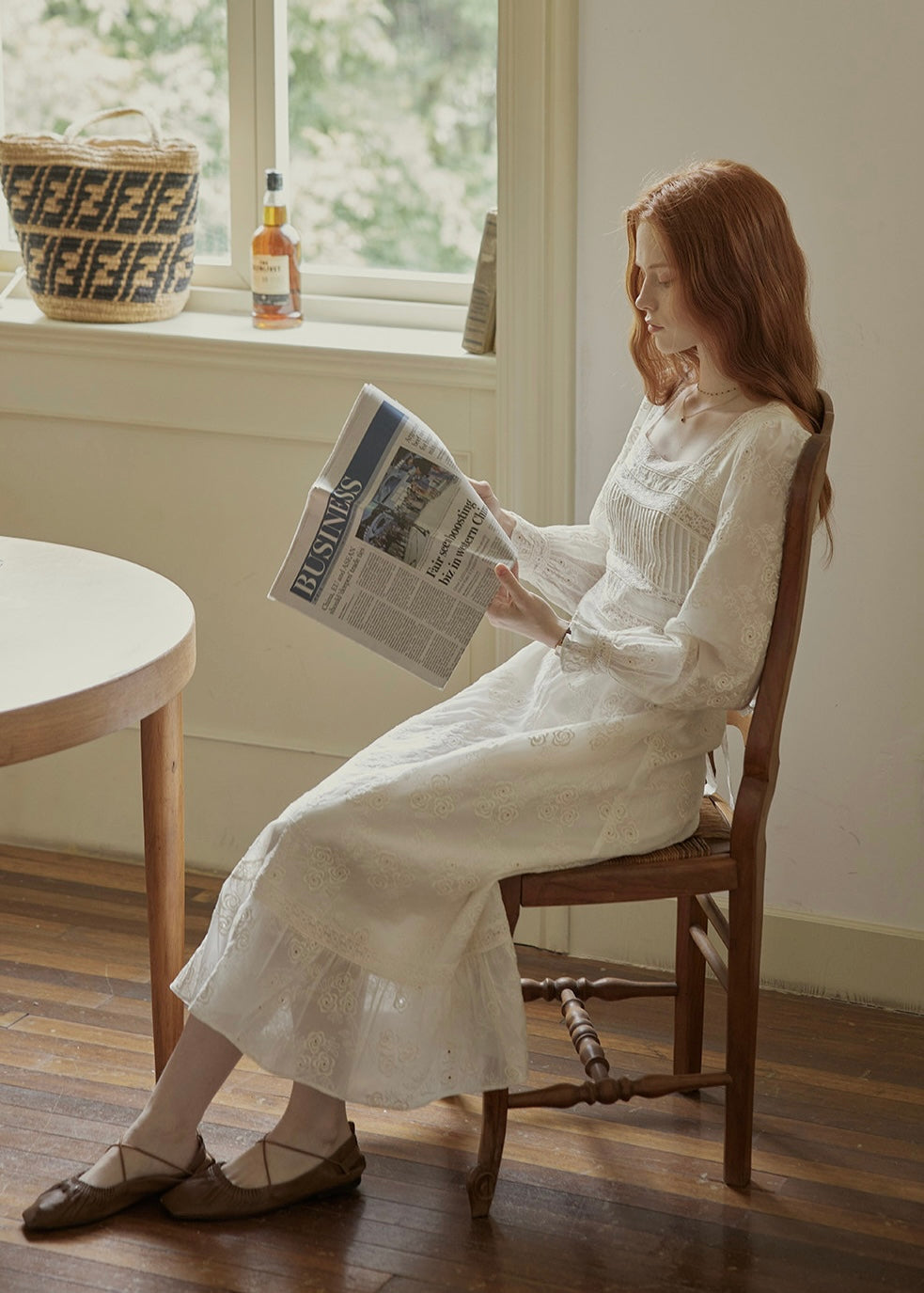 Blanche Embroidered Vintage Lace Maxi Dress