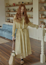 Aurélie Oil Painting Waist Tie Maxi Dress