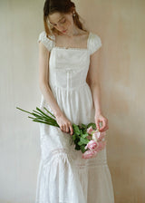 Élise Broderie White Dress | Romantic Lace Cotton Maxi Dress