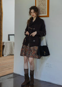 Cocoa Dusk Vintage Wool Blend Toggle Knit Cardigan