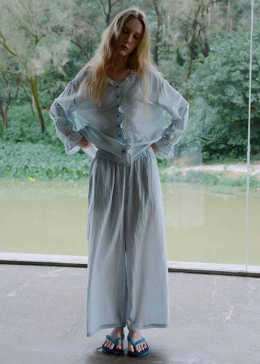 Bluebell French Cotton Long Sleeve Pajama Set