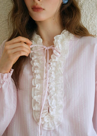 Daydream Ruffle Vintage Pink Long Sleeve Blouse