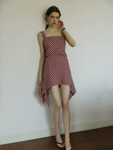 Ruby Picnic Check Dress | Vintage Asymmetrical Gingham Sleeveless Dress