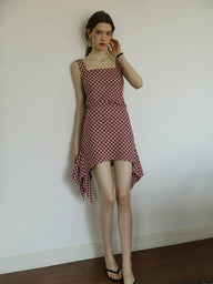 Ruby Picnic Check Dress | Vintage Asymmetrical Gingham Sleeveless Dress