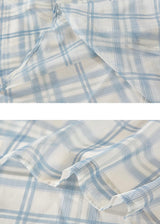 Blue Plaid Flowy Long Skirt