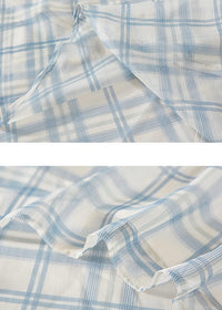 Blue Plaid Flowy Long Skirt