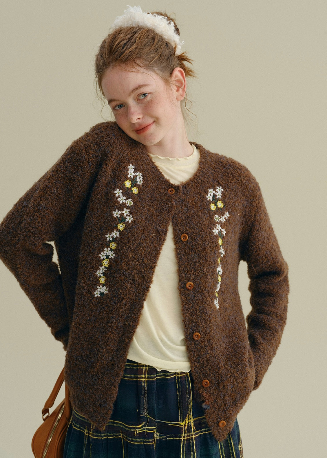 Vintage Garden Floral Embroidered  Knitwear Cardigan (2COLOR)