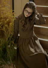 Olive Library Layered Check Dress
