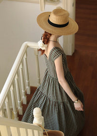 Mellow Check Tiered Dress | Vintage Green Gingham Sleeveless Long Dress