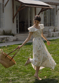 Blooming Ruffle Garden Dress | Vintage Floral Sleeveless Cotton Maxi