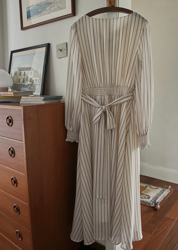 Echoes of Time Classic Stripe Long Sleeve Dress