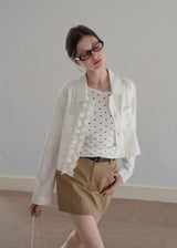 Ivory Cascade Ruffle Vintage Long Sleeve Blouse