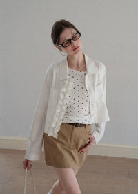 Ivory Cascade Ruffle Vintage Long Sleeve Blouse