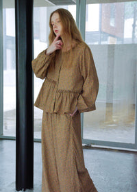 Vintage Brown Polka Dot Cotton Loungewear Set