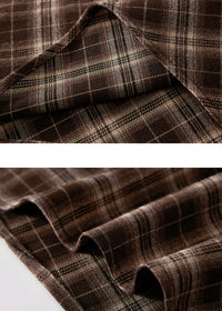 Autumn Waltz Asymmetric Brown Plaid Midi Skirt