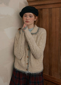 Cream Beige Echo Soft Wool Knit Cardigan