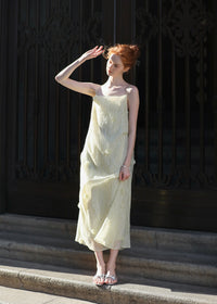 Butter Yellow Floral Chiffon Slip Dress