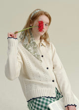 Soft Creamy Ivory Lace Knit Vintage Cardigan
