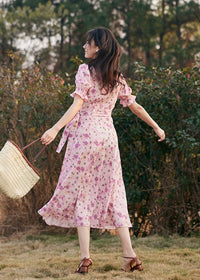 Amélie Rose Garden Wrap Dress | Romantic Pink Floral Dress