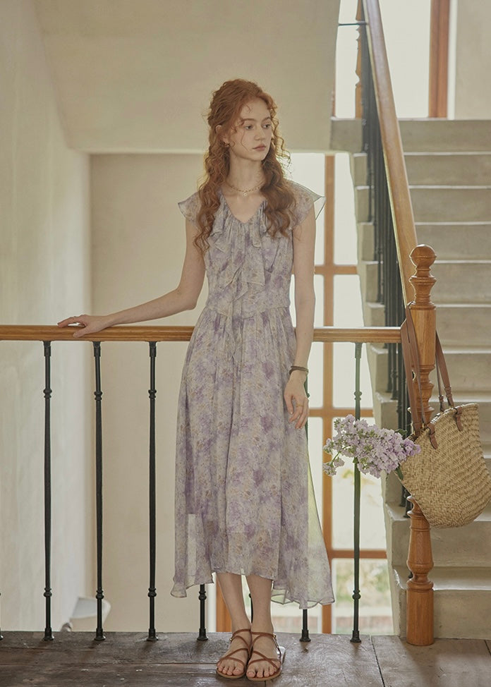 Fleur de Lune Dress | French Lavender Ruffle Maxi