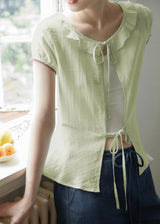 Celery Whisper Blouse | Soft Green Romantic Tie Blouse