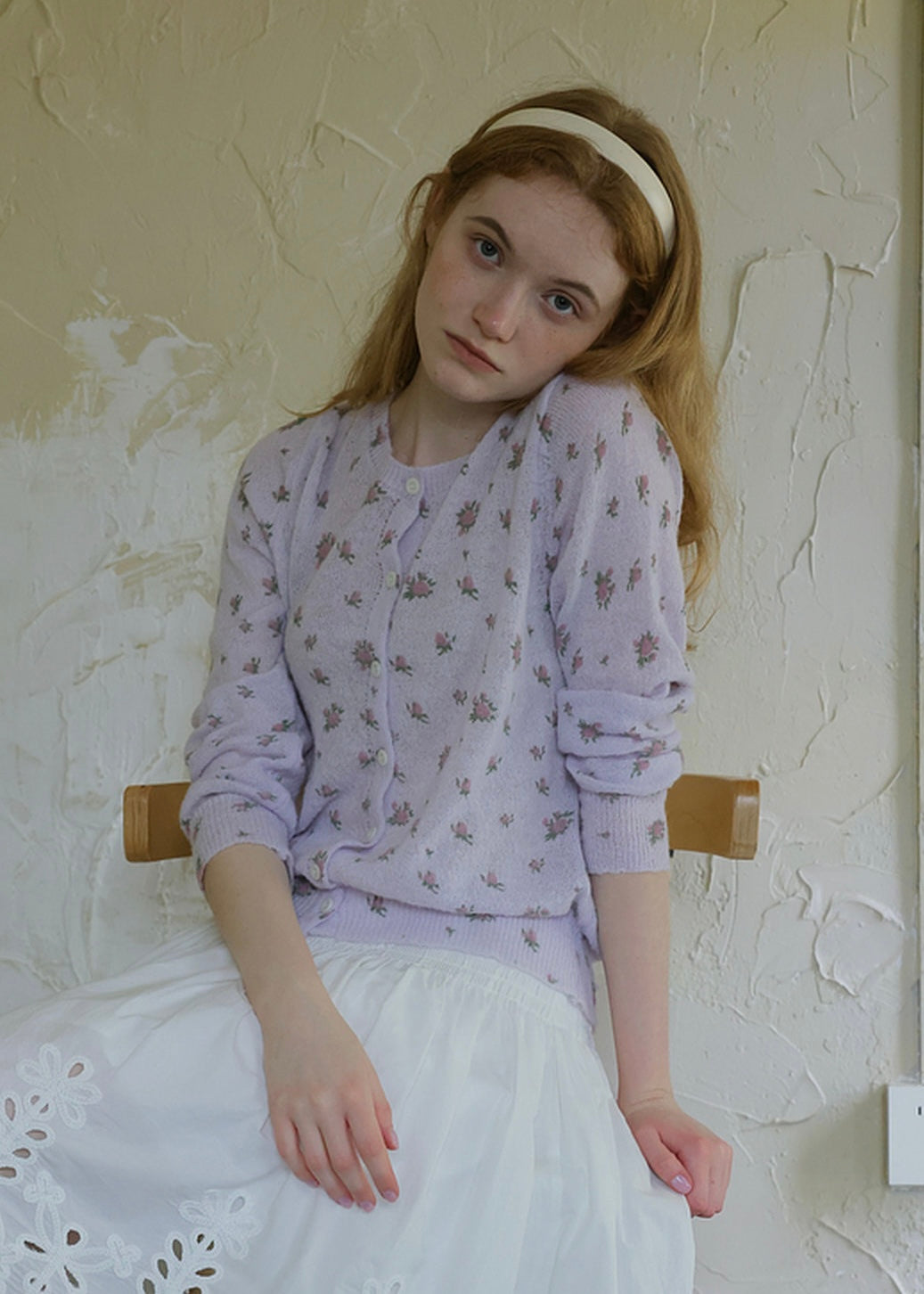 Vintage Floral Purple Lightweight Long Sleeve Cardigan