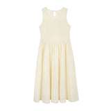 Warm Ivory Textured Sleeveless A-Line Dress