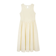 Warm Ivory Textured Sleeveless A-Line Dress