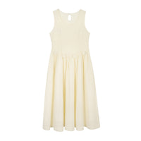 Warm Ivory Textured Sleeveless A-Line Dress